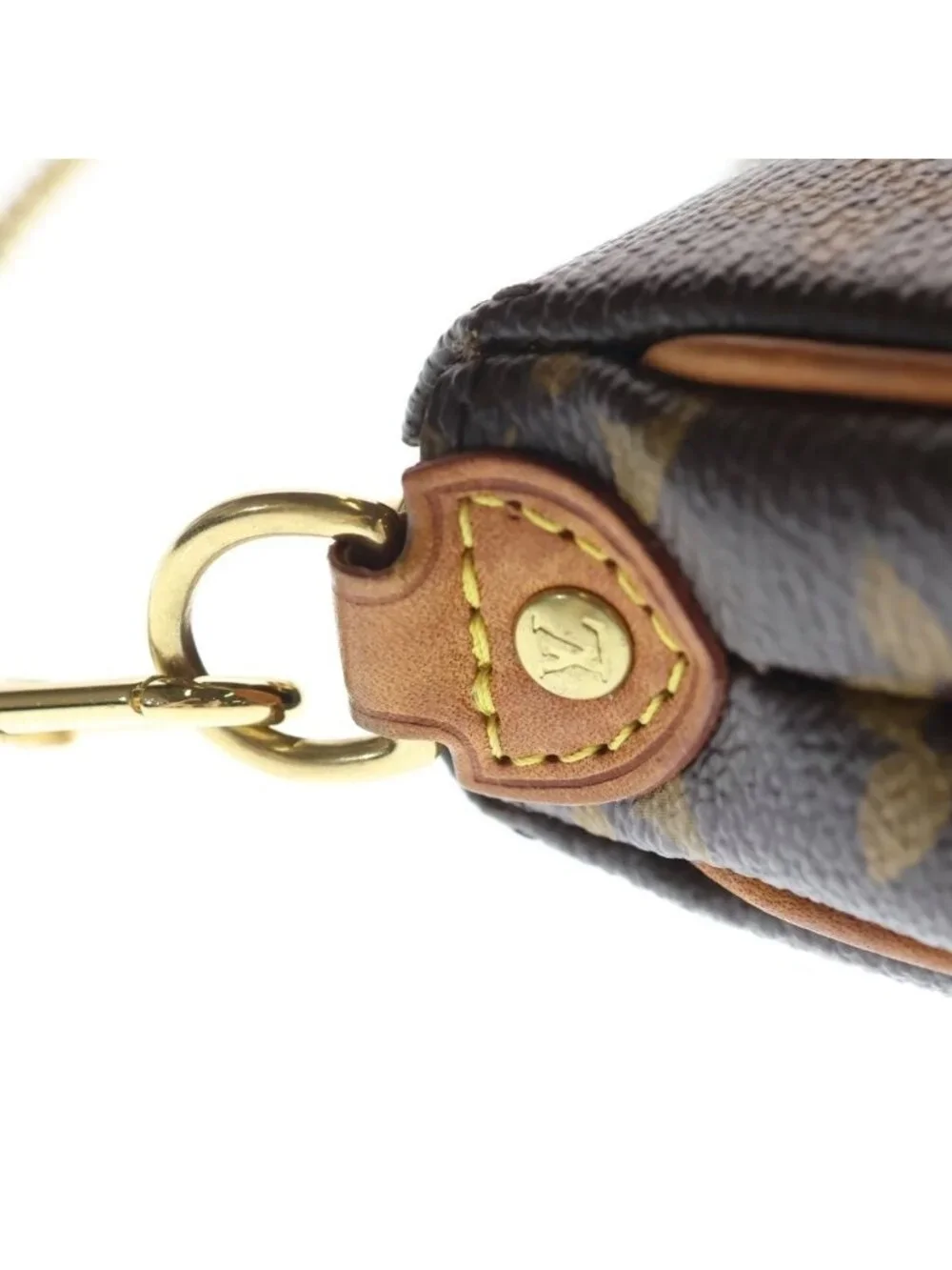 Louis Vuitton Monogram 2-Way Chain Shoulder Bag Brown Leather Gold